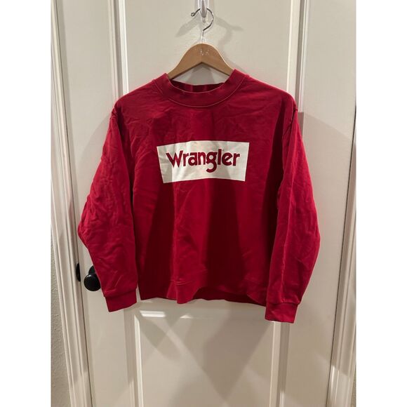 Wrangler Women's Red Solid Crewneck Crew LOGO Sweatshirt Sweater Vintage Small S - Picture 1 of 15